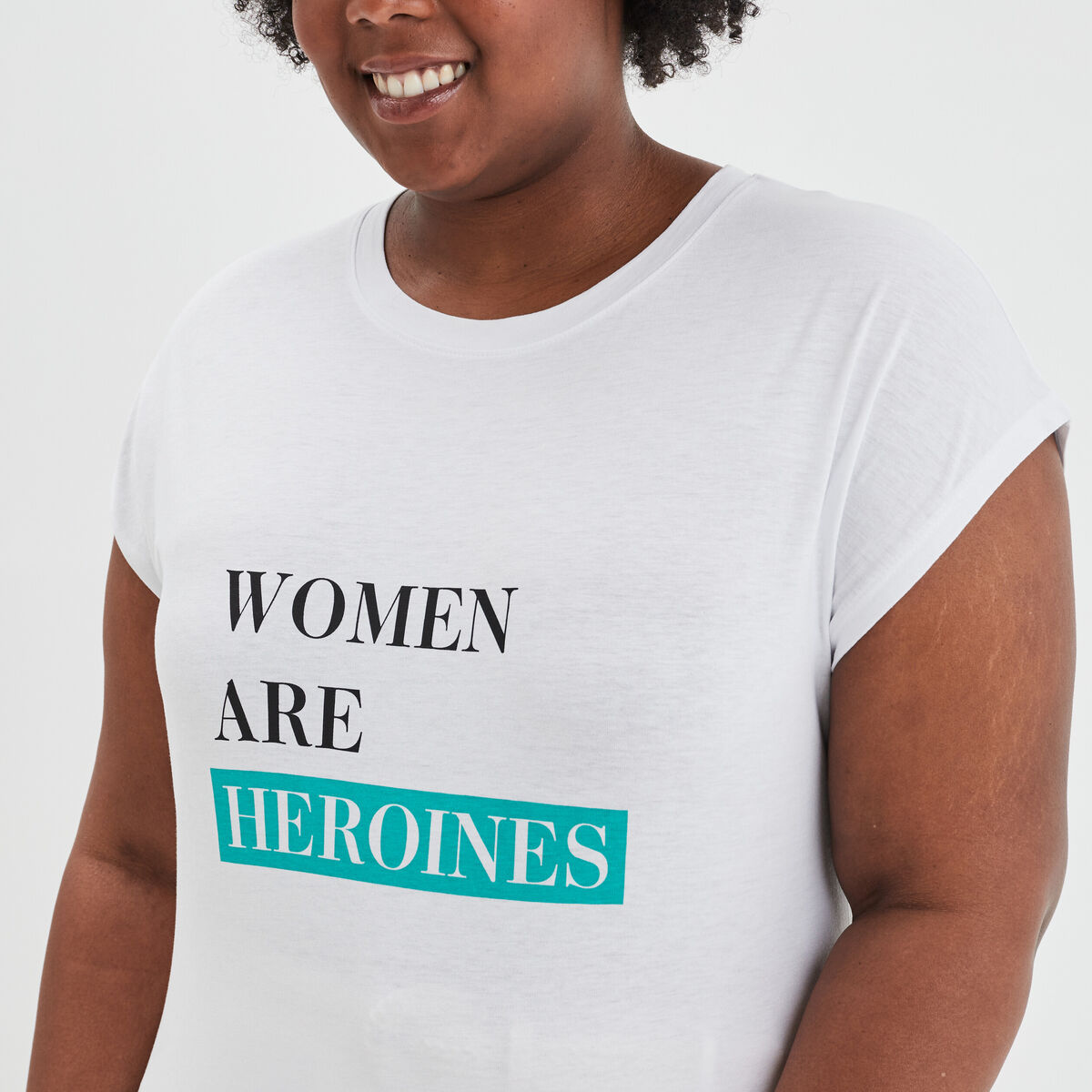 T-shirt droit manches courtes Modavista blanc femme grande taille