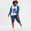 T-shirt manches courtes coton Stitch blanc femme grande taille