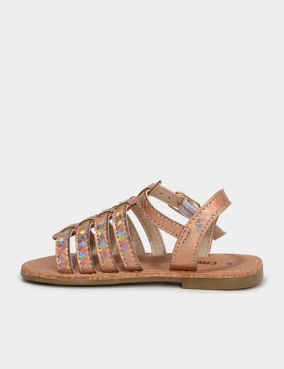Sandales &agrave; multibrides couleur argent fille