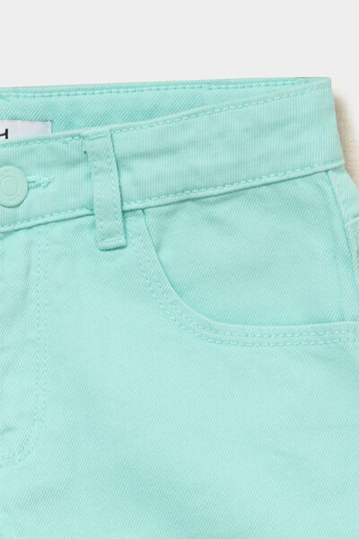 Short droit en coton taille ajustable vert clair fille