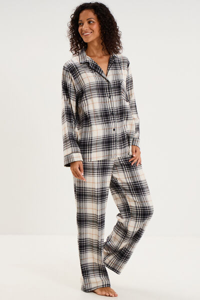 Ensemble pyjama chemise et pantalon blanc femme