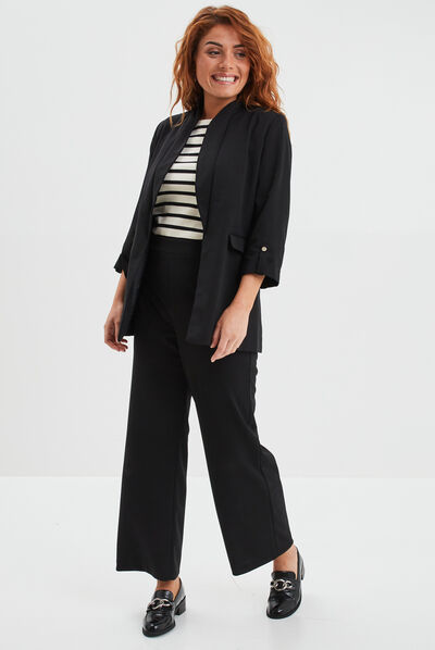Veste blazer manches 3/4 droite noir femme