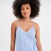 Haut de pyjama débardeur gaze de coton bleu ciel femme