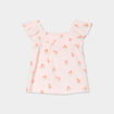 Blouse smockée à volants gaze de coton rose clair bébé fille