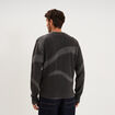 Pull col rond manches longues gris fonc&eacute; homme
