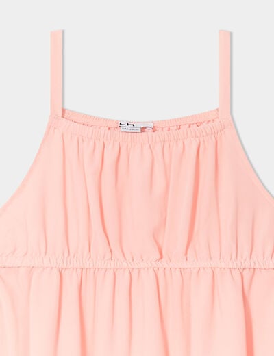 Robe midi fluide à bretelles rose clair fille
