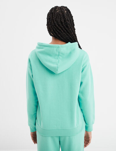 Sweat hoodie molleton à capuche bleu turquoise femme
