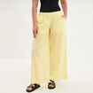Pantalon de plage voile de coton jaune femme