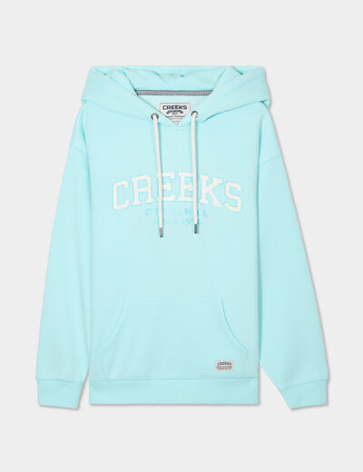 Sweat &agrave; capuche hoodie bleu turquoise femme