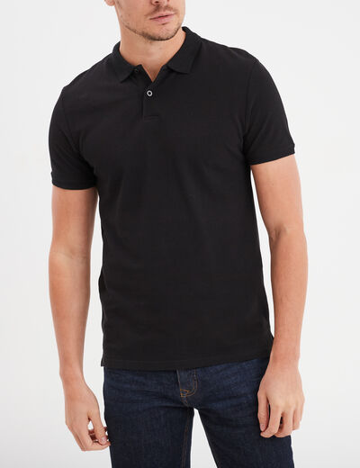 Polo en coton manches courtes noir homme