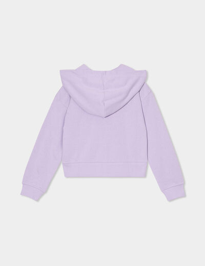 Sweat zippé à capuche coton mauve fille