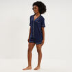 Ensemble pyjama fluide short et chemise bleu marine femme