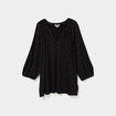 Blouse col en V manches 3/4 noir femme grande taille