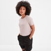 T-shirt manches courtes fils métallisés rose clair femme