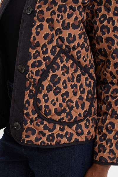 Veste matelass&eacute;e boutonn&eacute;e col rond camel femme
