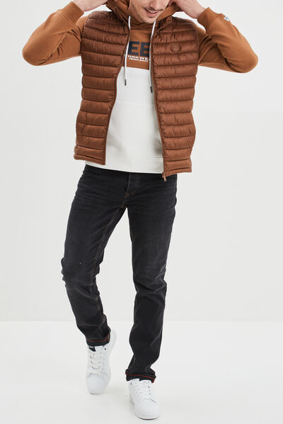 Doudoune légère zippée sans manches camel homme