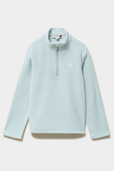 Sweat polaire col camionneur bleu gris fille