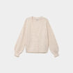 Gilet col en V manches longues ballon ecru femme