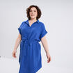 Robe manches courtes en gaze de coton bleu roi femme grande taille