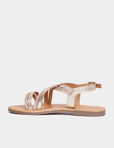 Sandales brides tressées en cuir Creeks jaune or fille