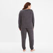 Ensemble pyjama manches longues 2 pièces gris foncé femme grande taille