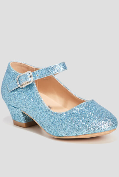 Babies à talons pailletées bleu ciel fille