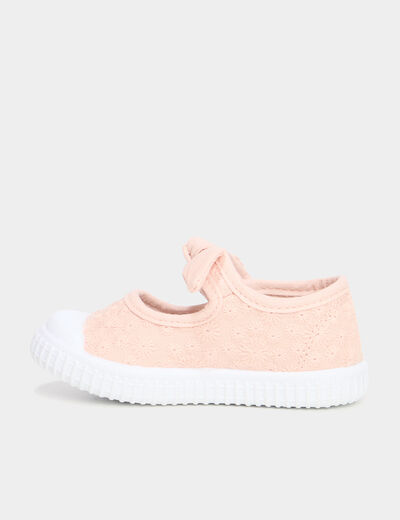 Babies brod&eacute;es renforc&eacute;es semelle souple rose b&eacute;b&eacute; fille