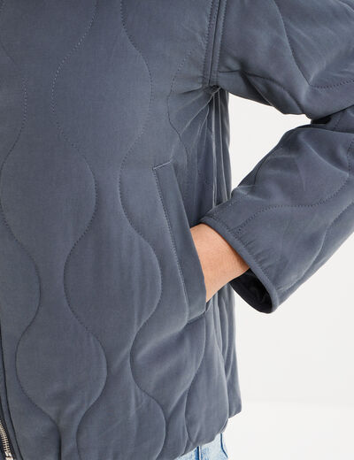 Blouson bomber matelass&eacute; gris femme