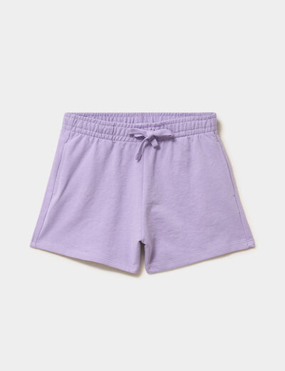 Short molletonn&eacute; taille &eacute;lastiqu&eacute;e mauve fille