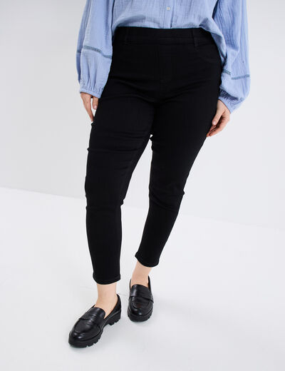 Jegging avec passants taille haute denim noir femme grande taille
