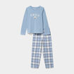 Ensemble pyjama t-shirt et pantalon bleu gris fille