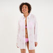 Robe chemise de plage voile de coton blanc femme