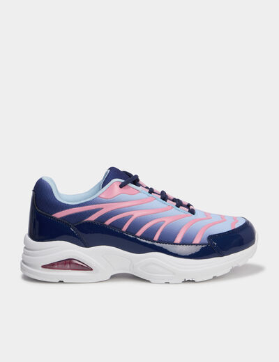 Baskets running &agrave; lacets bleu marine fille