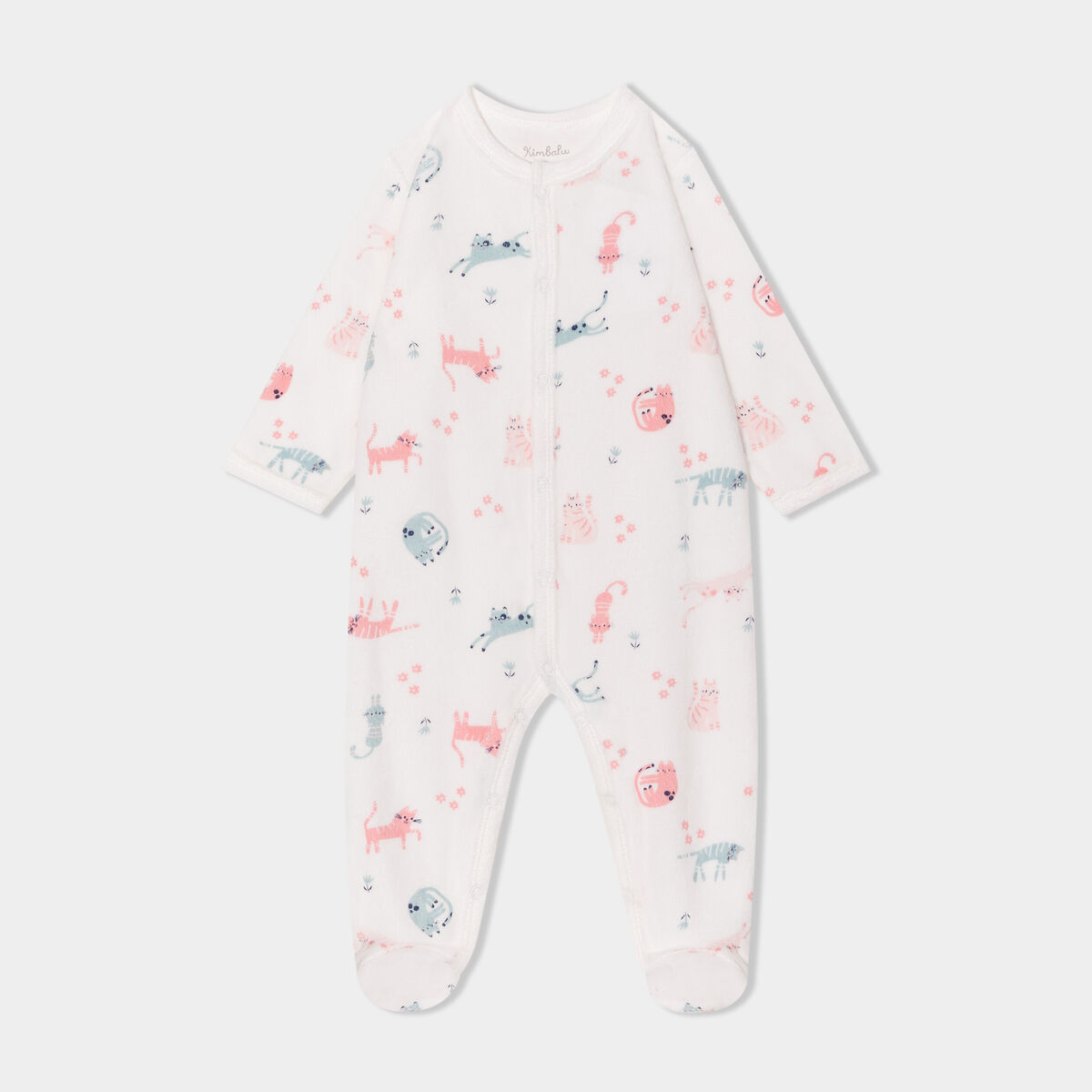 Pyjama dors-bien effet velours ecru bébé fille