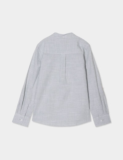 Chemise col mao manches retroussables vert kaki garçon