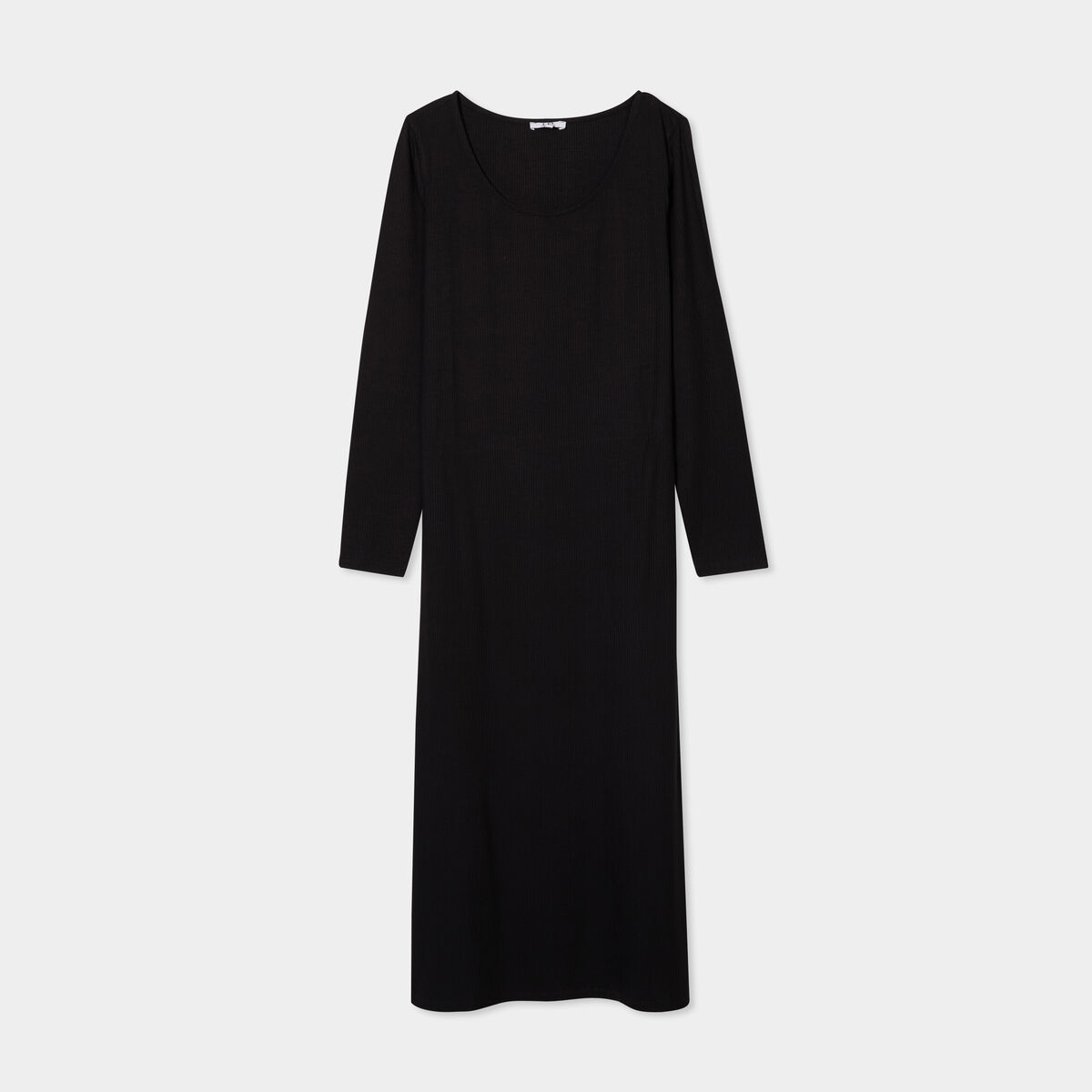 Robe longue côtelée grossesse noir femme maternité