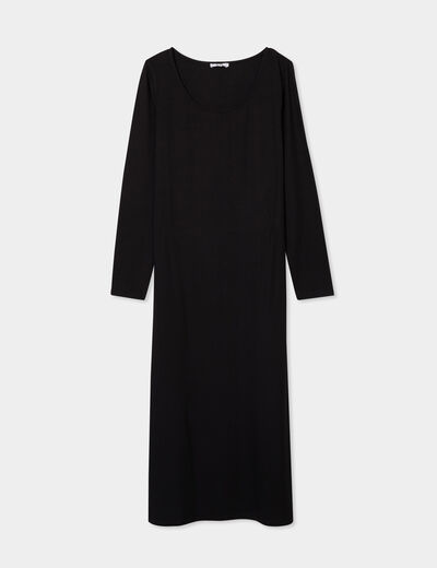 Robe longue côtelée grossesse noir femme maternité