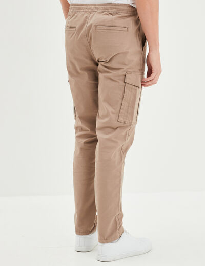 Pantalon cargo en coton taupe homme