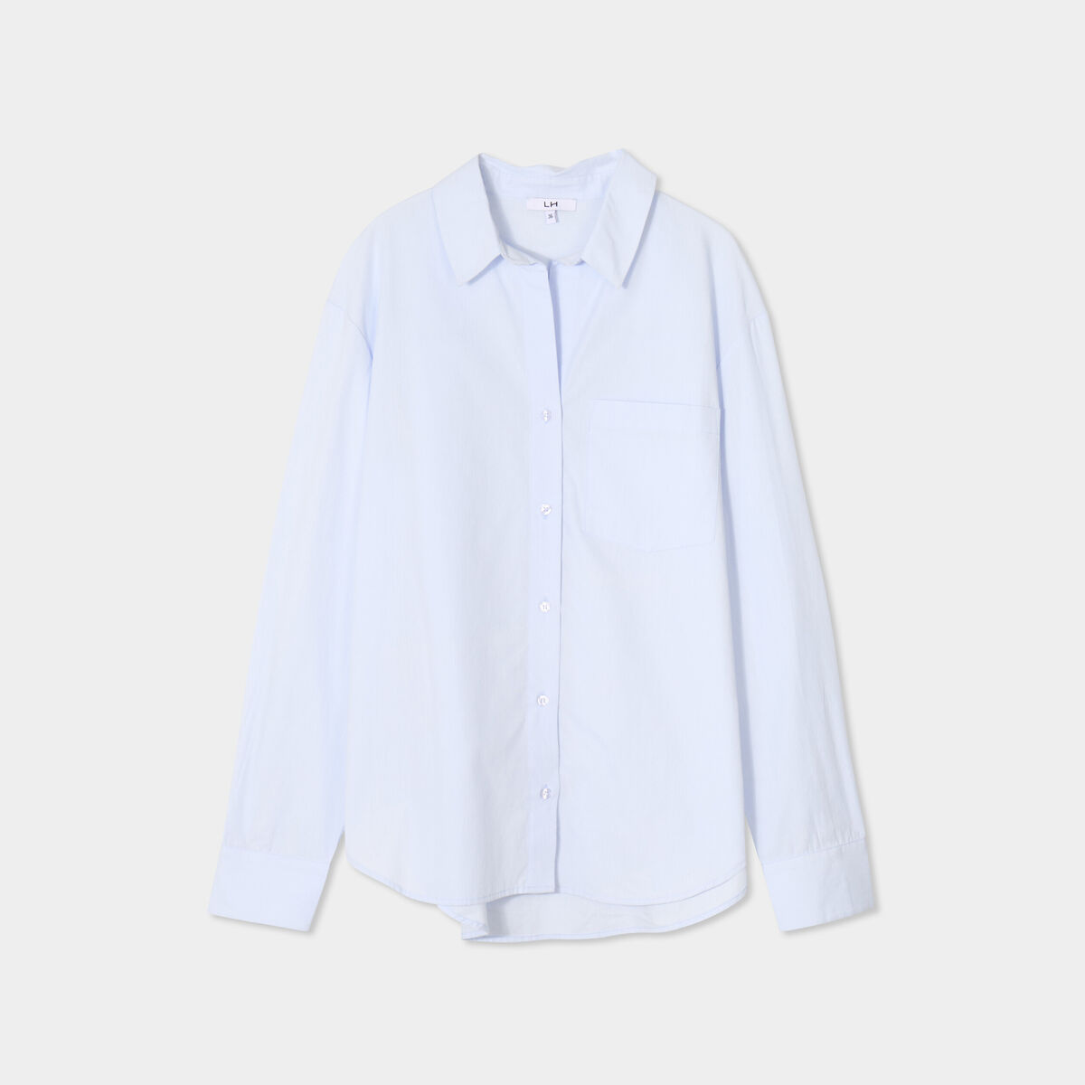 Chemise oversize 1 poche coton bleu ciel femme