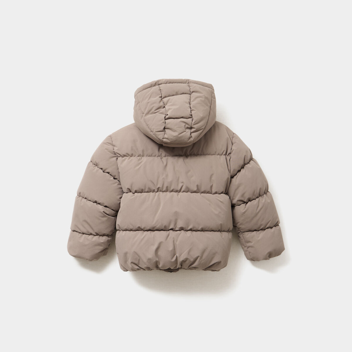 Doudoune manches longues à capuche taupe garçon