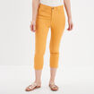 Pantacourt slim 5 poches jaune moutarde femme