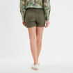 Short en jean slim coton stretch vert kaki femme