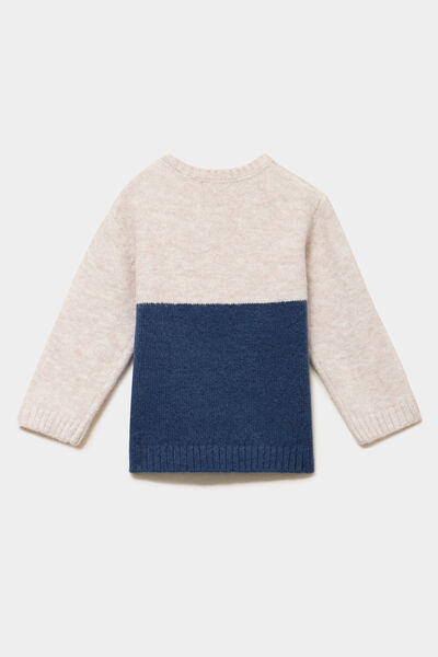 Pull col rond manches longues bleu marine b&eacute;b&eacute; gar&ccedil;on