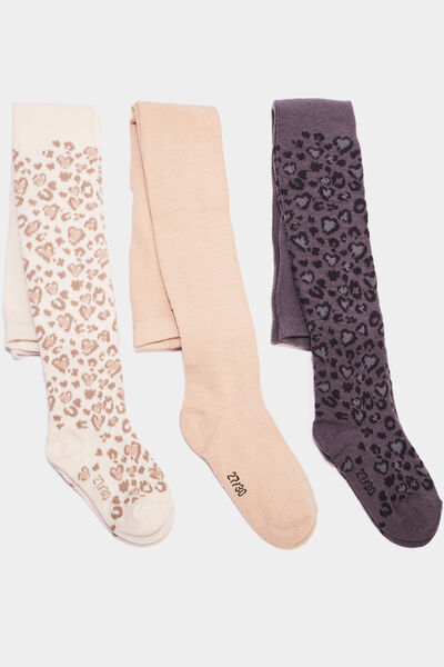Lot 3 collants opaques coton sable fille
