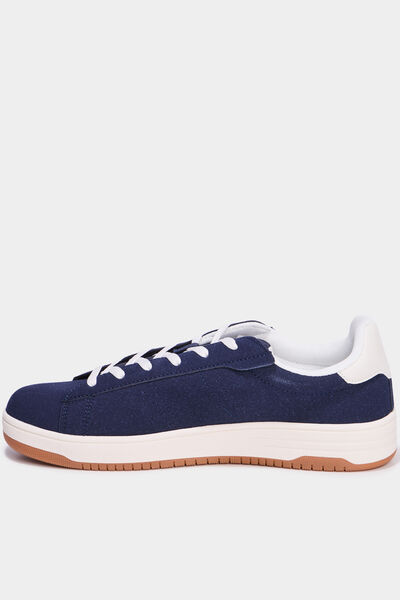 Tennis basses &agrave; lacets bleu marine homme