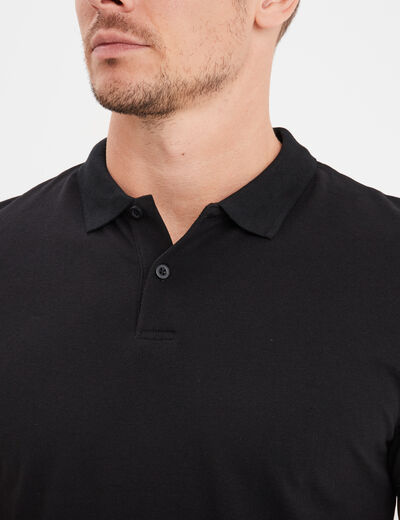 Polo en coton manches courtes noir homme