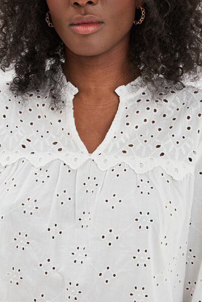 Blouse broderie anglaise coton Creeks jaune clair femme