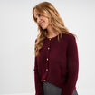Gilet col rond manches longues bordeaux femme