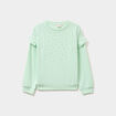Sweat strass et volants manches longues vert clair fille