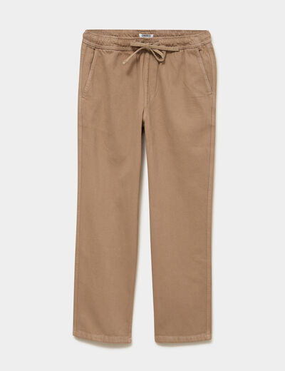 Pantalon chino droit taille &agrave; coulisse taupe homme
